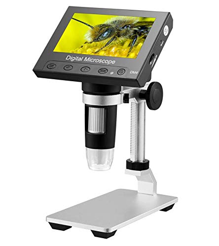 RUIZHI 4.3 pulgadas LCD Digital USB Microscopio Endoscopio Registro 1000X Zoom de aumento, 8 luces LED ajustables, Almacenamiento Micro-SD, Cámara Grabadora de video para reparación de soldadura