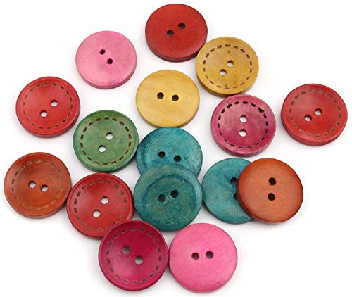 Sadingo Botones elegantes de madera de 30 mm (50 unidades), varios colores, 3 cm, varios colores