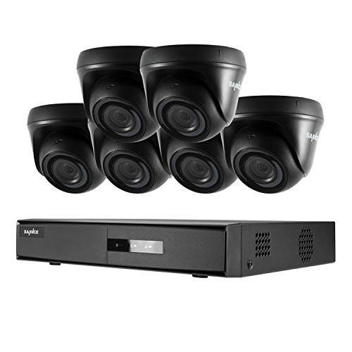 SANNCE Kits Sistema de Seguridad 8CH 1080N DVR 5-en-1 y 6 Cámaras de Vigilancia 1080P HD con Visión Nocturna Leds IP66 Acceso Remoto-sin HDD