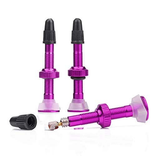 SANON Vástago de Válvula sin Cámara de Bicicleta de Montaña de 2 Piezas Vástago de Válvula Pre-Sta de Aleación de Aluminio Púrpura SANON Vástago de Válvula sin Cámara de Bicicleta de Montaña de 2 Piezas Vástago de Válvula Pre-Sta de Aleación de Aluminio Púrpura