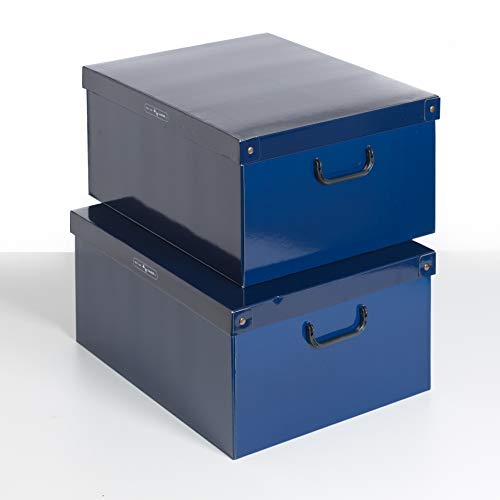 SET DE DOS Cajas de almacenamiento en cartón, tamaño grande, 2 unidades, modelo AZUL