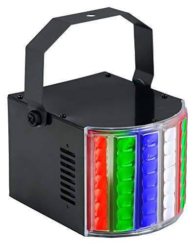 Showlite DL-8 USB Razor Derby Partylight - Mini Luz de Escenario Discoteca - LED RGBW - Luces DJ Fiesta - Alimentación USB - Con micrófono para control de música - Carcasa de plástico