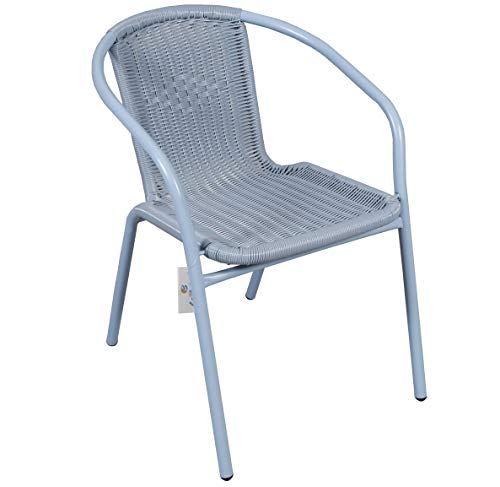 Silla APILABLE Armada Metal Mimbre PVC para Exterior O Interior. Ideal para Jardin O TERRAZA. (Alto 72 x Ancho 58 x Fondo 54 cm) (Azul)