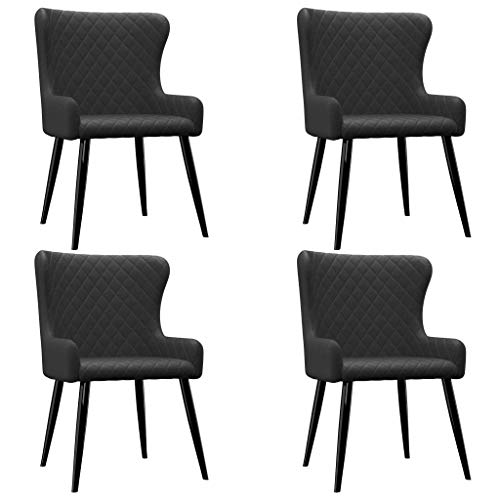 Sillas de Comedor 4 Unidades Tela Negro Sillas de Comedor 4 Unidades Tela Negro
