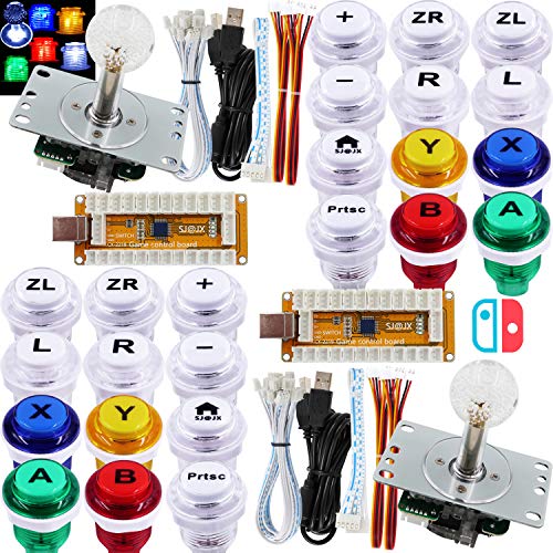 SJ@JX Arcade Game LED Controller Lamp USB Encoder 2 Player Gamepad Cherry MX Microswitch Light Button 8way LED Joystick for Nintendo Switch PC PS3 Retropie Raspberry Pi MAME