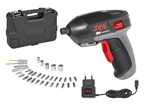 Skil 2636AD - Atornillador con cargador USB (batería 3,6 V, Li-ion, 1,5 Ah, 5 Nm, luz LED, juego de 35 accesorios, maletín)