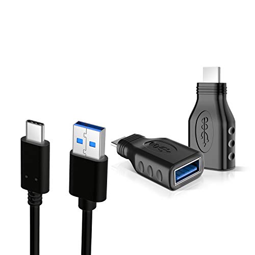 Slabo Cable de Carga USB Tipo C con el Adaptador USB 3.0 - USB-C para iPad Air 4. Generation (2020) | iPad Pro 11 | 12,9 (2018-2020) Cable de sincronización del conexión Datos - Negro