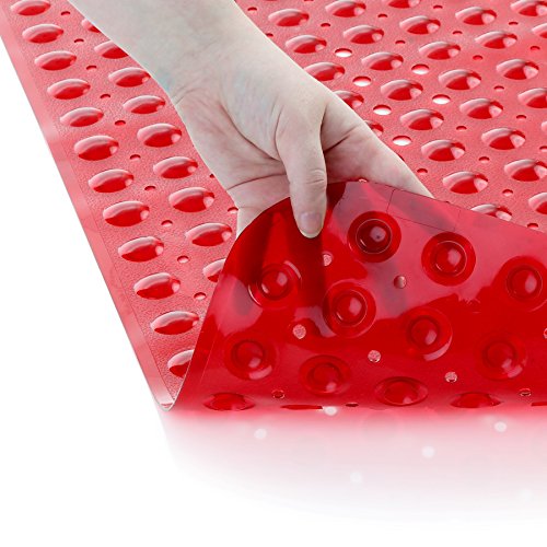 SlipX Solutions El tapete de baño extralargo agrega una tracción Antideslizante a Las tinas y duchas: ¡30% más Que Las esteras estándar! (200 Ventosas, 99 cm de Largo - Rojo)