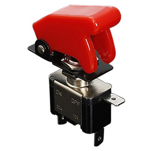 Sodial - Interruptor de palanca con tapa y LED para coche, 12 V - 20 A, con palanca on/off, SPST, color rojo