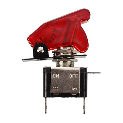 Sodial - Interruptor de palanca con tapa y LED para coche, 12 V - 20 A, SPST, color rojo