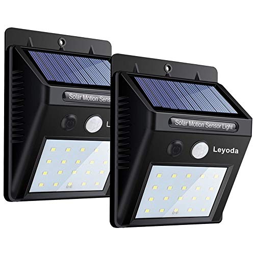 Solar Light 2 PACK 20 LED Sensor de Movimiento Wall Light, Luces de Noche Seguridad brillante Auto On/Off, Impermeable Inalámbrico Proyector de energía solar para el árbol patio patio jardín calzada