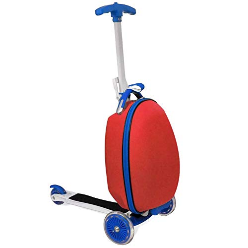SOULONG Patinete de 3 ruedas con freno y maleta con ruedas para niños al aire libre viaje rojo carga 50kg