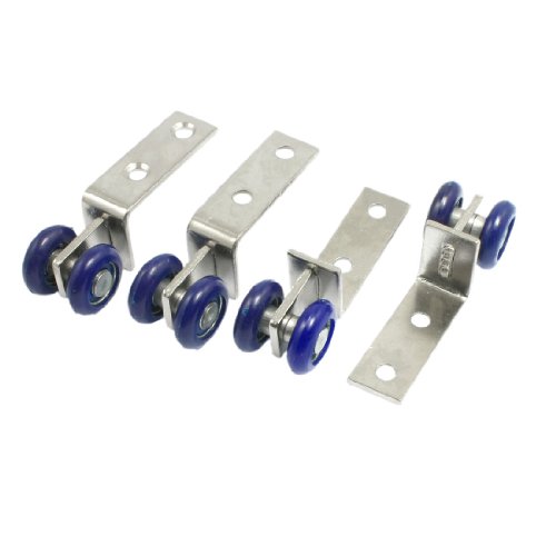 Sourcingmap a12110600ux0416-4pcs ruedas dobles de plástico azul diseño deslizante polea rodillo de puerta para gabinete