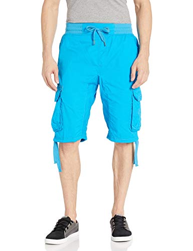 Southpole Men's Jogger Shorts with Cargo Pockets in Solid and Camo Colors, Ocean Blue(New), 3X-Large