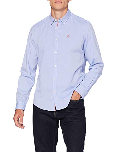 Springfield Solid Pinpoint Color-c/16 Camisa Casual, Azul (Light_Blue 27740116), S (Tamaño del Fabricante: S) para Hombre