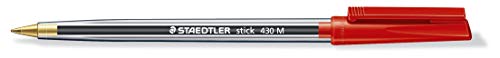 Staedtler 430M-2 - Bolígrafo de punta de bola (punta media de 1,0 mm, línea de 0,35mm, 10 unidades, tinta color rojo)