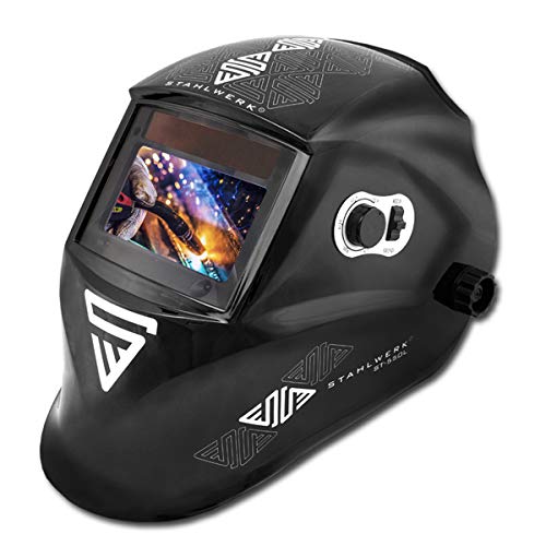 STAHLWERK ST-550L - Casco de soldadura automático (clase óptica, 1/1/1, gran campo de visión, incluye 5 discos de repuesto y bolsa)