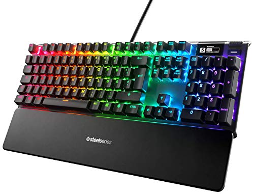 SteelSeries Apex 7 - Teclado mecánico para Gaming, Smart Display OLED, Passthrough USB, Interruptores Rojo - Teclado QWERTZ Alemana