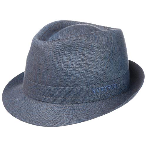 Stetson Osceola Trilby Linen Hat Mujer/Hombre - Made in Italy Sombrero de Verano Lino Hombre con Forro Primavera/Verano - 62 cm Azul