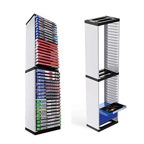Su-xuri - Soporte de torre de disco, soporte de almacenamiento de CD, duradero y estable, soporte de disco, organizador de casos de juego, hasta 36 fundas de juego