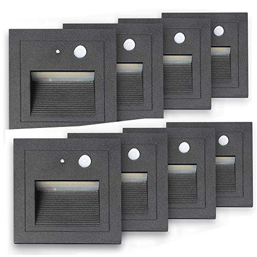 SUBOSI 8Foco Empotrable de Pared LED 3W Lámpara de Pared Lámpara de luz de Escalera Detector de Movimiento Piso Lámpara de Escalera Empotrada Lámpara de Salón 2800K Blanco Cálido SUBOSI 8Foco Empotrable de Pared LED 3W Lámpara de Pared Lámpara de luz de Escalera Detector de Movimiento Piso Lámpara de Escalera Empotrada Lámpara de Salón 2800K Blanco Cálido