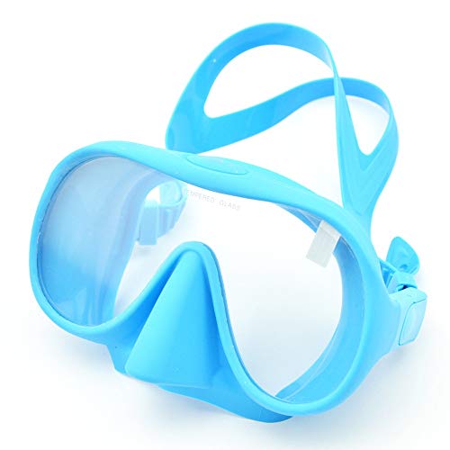 Sunbobo Traje de máscara Gafas de Buceo Anti-Niebla Duradera Adulto, Gafas templadas Buceo Scuba Snorkel Gafas 5 Colores Opcionales Adecuado para Snorkeling (Color : Blue, Size : One Size)