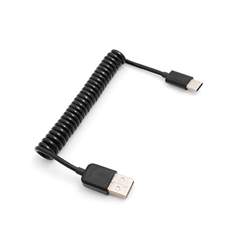 System-S Cable USB tipo C 3.1 a USB 2.0 en espiral, 30 cm - 50 cm, color negro
