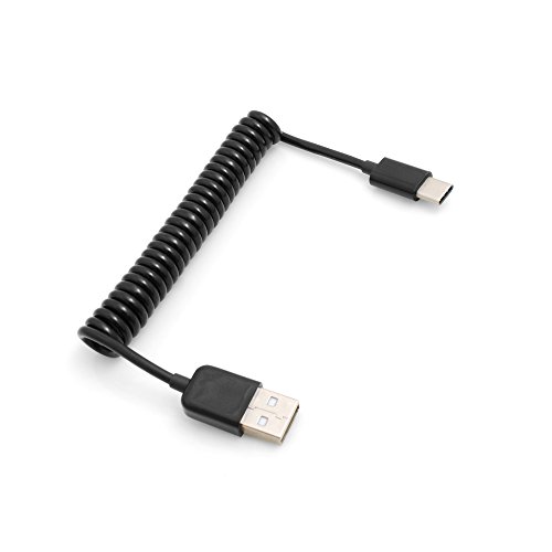 System-S Cable USB tipo C 3.1 a USB 2.0 en espiral, 30 cm - 50 cm, color negro System-S Cable USB tipo C 3.1 a USB 2.0 en espiral, 30 cm - 50 cm, color negro