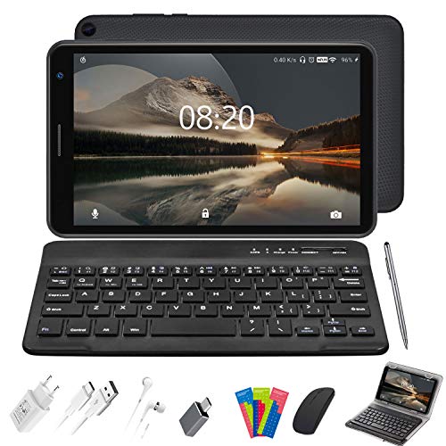 Tablet 8 Pulgadas Baratas y Buenas, 2 in 1 Tablet con Teclado 3GB de RAM y 32 GB de Memoria Escalable 128GB, 4G WiFi Tableta Android 10 Tablet PC 1.6GHz / Bluetooth / OTG / Ratón / Quad-Core (Gris)