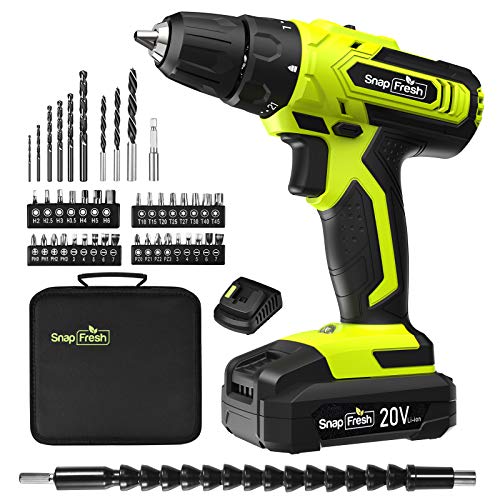 Taladro Percutor a Batería SnapFresh, Taladro Atornillador 20V, 35 Nm, 2 Velocidad hasta 1400 rpm, 21+1 Ajustes de Par, Batería 2.0 Ah de Litio, 1 H Carga rápida, 45 accesorios, 10 mm Mandril, Luz LED Taladro Percutor a Batería SnapFresh, Taladro Atornillador 20V, 35 Nm, 2 Velocidad hasta 1400 rpm, 21+1 Ajustes de Par, Batería 2.0 Ah de Litio, 1 H Carga rápida, 45 accesorios, 10 mm Mandril, Luz LED