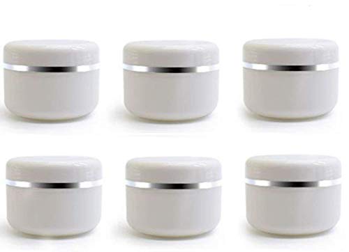 Tarros de plástico vacíos de 100 ml con borde plateado blanco y con tapa de cúpula, para maquillaje, bálsamo labial, loción, caja de viaje, 6 unidades