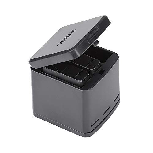 TELESIN Caja de almacenamiento de batería y cargador triple para GoPro Hero 6 GoPro Hero 5,3 Channel Caja de batería de baterías y organizador para Hero 6/5 Black Baterías