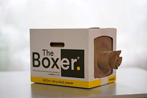 TheBoxer Rollo de papel protector TBHW ® de 450 m de embalaje de relleno vacío (350 mm x 450 m) 80 g/m². Fuerte papel de embalaje reciclado y reciclable. Ideal para comercio electrónico.