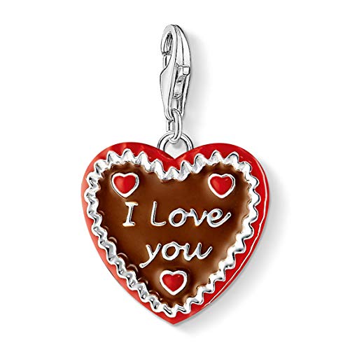 Thomas Sabo I Love You Corazón de jengibre colgante plata marrón/rojo Esmaltado 1096 – 007 – 2