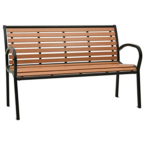 Tidyard Banco de jardín Bancos para Exterior Acero y WPC Negro y marrón 125 cm Tidyard Banco de jardín Bancos para Exterior Acero y WPC Negro y marrón 125 cm