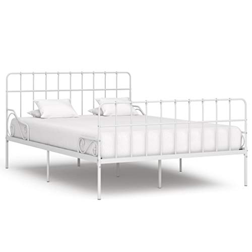 Tidyard Estructura de Cama con somier Metal Blanco 160x200 cm