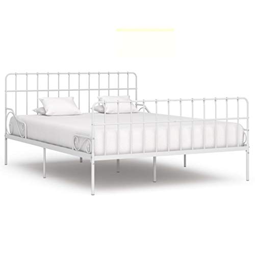 Tidyard Estructura de Cama con somier Metal Blanco 200x200 cm Tidyard Estructura de Cama con somier Metal Blanco 200x200 cm
