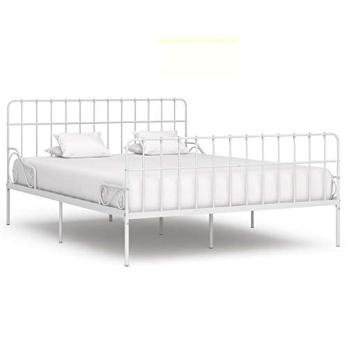 Tidyard Estructura de Cama con somier Metal Blanco 200x200 cm