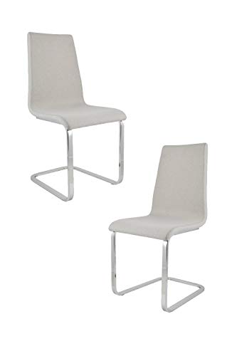 Tommychairs - Set 2 sillas London Estilo Cantilever con Patas de Acero Cromado de Alta Resistencia y Asiento en Madera Multicapa, tapizado en Tejido Color Gris Perla Tommychairs - Set 2 sillas London Estilo Cantilever con Patas de Acero Cromado de Alta Resistencia y Asiento en Madera Multicapa, tapizado en Tejido Color Gris Perla