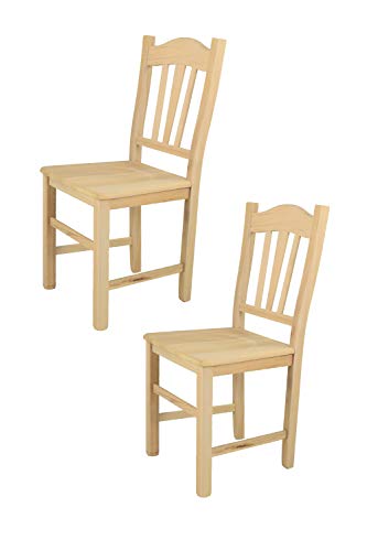 Tommychairs - Set 2 sillas Silvana para Cocina y Comedor, Estructura en Madera de Haya lijada, no tratada, 100% Natural y Asiento en Madera