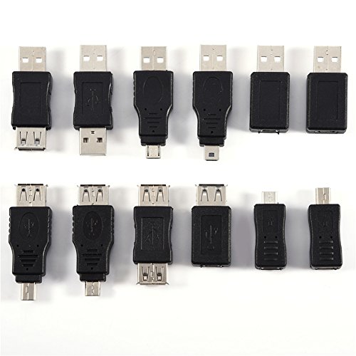 Tonysa Pack of 12 Pcs Múltiples adaptadores USB 2.0 Convertidores Micro/Mini Hombre Hembra Conectores