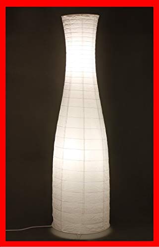 Trango Lámpara de pie de diseño moderno I lámpara de papel de arroz en forma de botella Blanco TG1231-026 de 125 cm de altura como sala de estar Lámpara decorativa I lámpara I pantalla