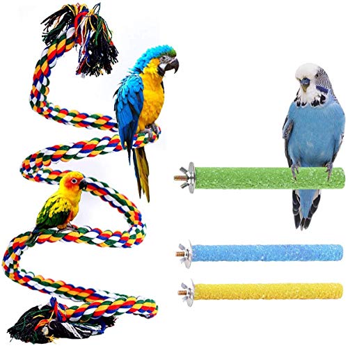 Trecynd Soporte para percha de pájaros, para loros, perchas, plataforma, colorida, arena y pata de moler, accesorios para pájaros, juguetes para cacatúas, periquitos, perritos Trecynd Soporte para percha de pájaros, para loros, perchas, plataforma, colorida, arena y pata de moler, accesorios para pájaros, juguetes para cacatúas, periquitos, perritos