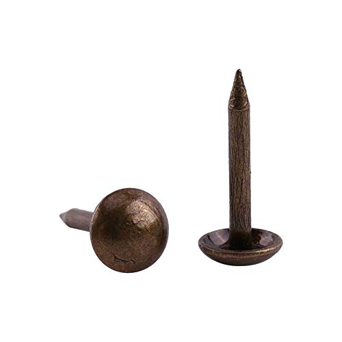 Uñas de tapicería vintage de 100 piezas, zapata de sofá, tachuela decorativa, tachuelas de tapicería antiguas, etiquetas de metal de bronce, tachuelas, clavos para muebles, kit de surtido(6 * 14 mm)