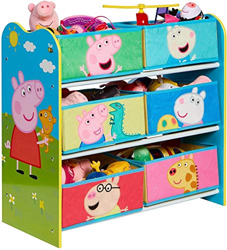 Unidad de almacenamiento de juguetes para niños Peppa Pig, dimensiones construidas (aproximadas): 60 cm de alto x 63,5 cm de ancho x 30 cm de profundidad.