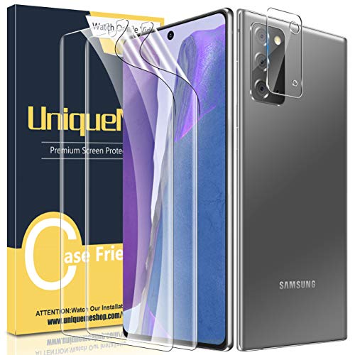 UniqueMe [2 Pack] Protector de Pantalla para Samsung Galaxy Note 20 5G / 4G + [1 Pack] Protector de Lente de Cámara, [Sin Burbujas] HD Film [Flexible]