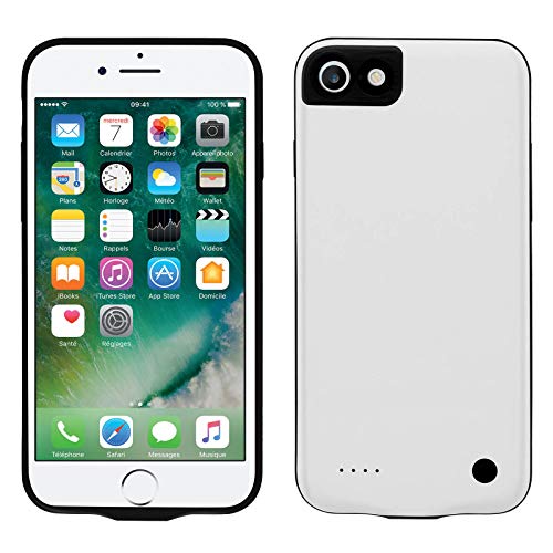 USAMS - Carcasa con batería para iPhone 7/8, Serie Millie, 2500 mAh, fina y ligera, ultrasegura para iPhone 8 y iPhone 7, carcasa reforzada contra los impactos, color blanco