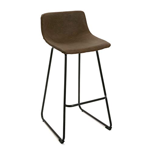 Versa 21330005 Taburete Alto Cocina o Bar Marrón, Polipiel y Acero, 92 x 48 x 43 cm Versa 21330005 Taburete Alto Cocina o Bar Marrón, Polipiel y Acero, 92 x 48 x 43 cm