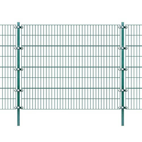 vidaXL Panel de Valla con Postes Hierro Verde 6x1,6 m Cercado Exterior Terreno
