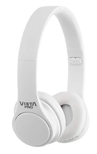 Vieta Pro Wave – Auriculares inalámbricos (Bluetooth, radio FM, micrófono integrado, entrada Auxiliar, reproductor Micro SD, plegables, autonomía 12 horas) blanco